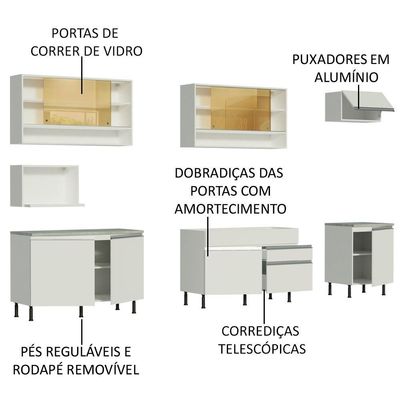 Cozinha Completa Verona Armário e Balcão Branco Madesa