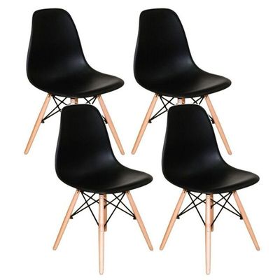 Mesa Quadrada Branca 80cm + 04 Cadeiras Eiffel Preta