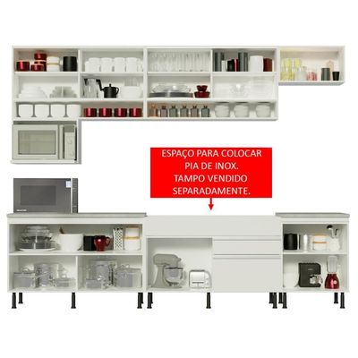 Cozinha Completa Verona Armário e Balcão Branco Madesa