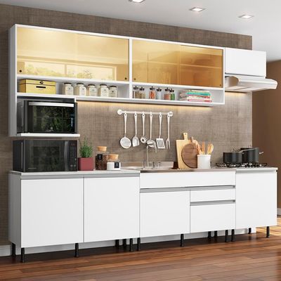 Cozinha Completa Verona Armário e Balcão Branco Madesa