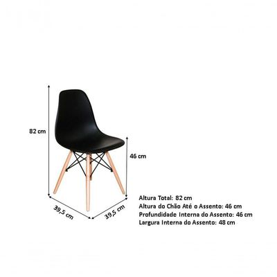 Mesa Quadrada Branca 80cm + 04 Cadeiras Eiffel Preta