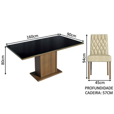 Conjunto Sala De Jantar Mesa Tampo De Vidro 6 Cadeiras
