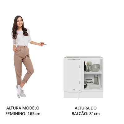Balcão 1 Porta (sem Tampo) Branco/Branco Veludo