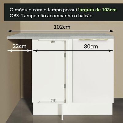 Balcão 1 Porta (sem Tampo) Branco/Branco Veludo