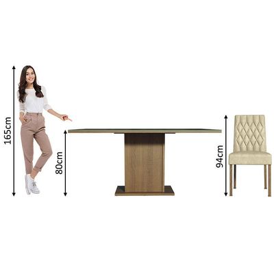 Conjunto Sala De Jantar Mesa Tampo De Vidro 6 Cadeiras