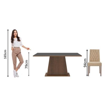 Conjunto Sala De Jantar Mesa Tampo De Madeira 4 Cadeiras