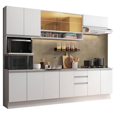 Cozinha Completa Genova Armário e Balcão Branco Madesa