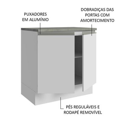 Armário Gabinete Para Banheiro 80cm 2 Portas Branco Madesa Branco