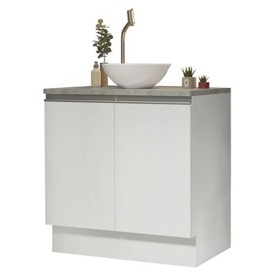 Armário Gabinete Para Banheiro 80cm 2 Portas Branco Madesa Branco