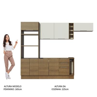 Cozinha Completa Madesa Stella 290002 com Armário e Balcão