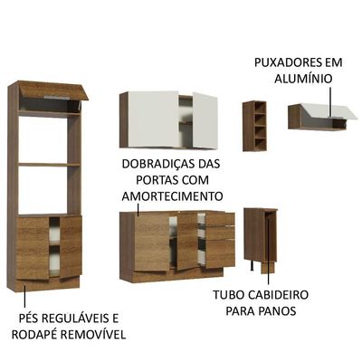 Cozinha Completa Madesa Stella 290002 com Armário e Balcão