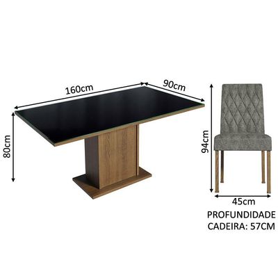Conjunto Sala De Jantar Mesa Tampo De Vidro 6 Cadeiras