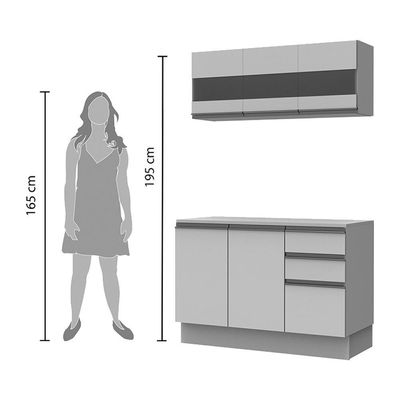 Cozinha Compacta Madesa 120 Cm Modulada Com Balcão E Tampo