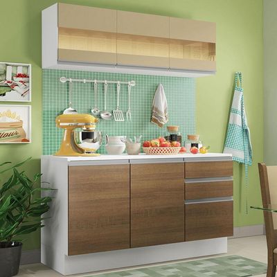 Cozinha Compacta Madesa 120 Cm Modulada Com Balcão E Tampo