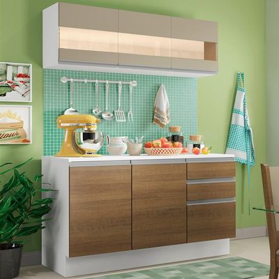 Cozinha Compacta Madesa 120 Cm Modulada Com Balcão E Tampo