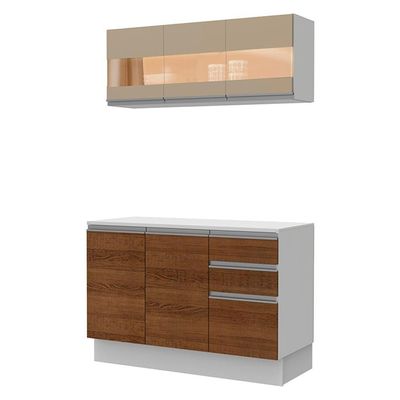 Cozinha Compacta Madesa 120 Cm Modulada Com Balcão E Tampo