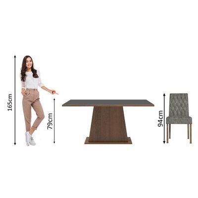 Conjunto Sala De Jantar Mesa Tampo De Madeira 4 Cadeiras