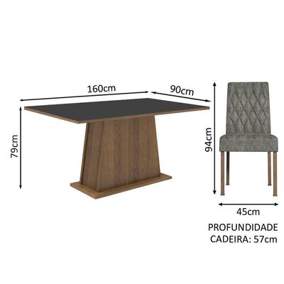Conjunto Sala De Jantar Mesa Tampo De Madeira 4 Cadeiras