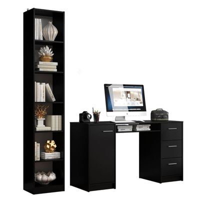 Escrivaninha Alaska e Estante Livreiro 6906 Preto