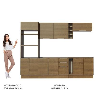 Cozinha Completa Madesa Stella 290001 com Armário e Balcão