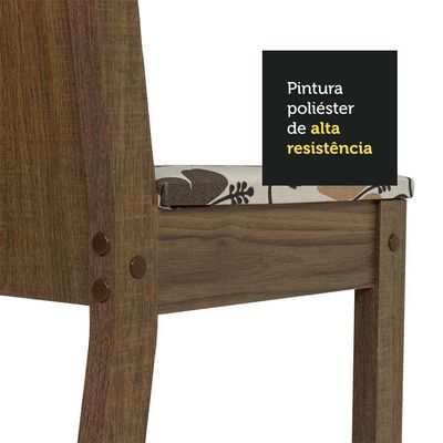 Conj. Débora Mesa Tampo De Vidro 4 Cadeiras Rustic/hibiscos