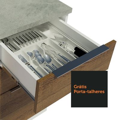 Armário De Cozinha Compacta 240cm Branco/rustic Stella Madesa 01 Branco/rustic