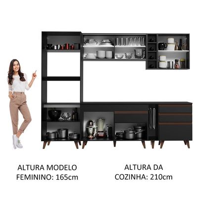 Cozinha Completa Reims com Armário e Balcão Preto