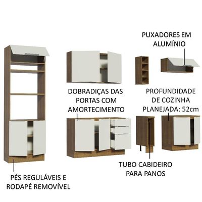 Cozinha Completa Madesa Stella 290001 com Armário e Balcão