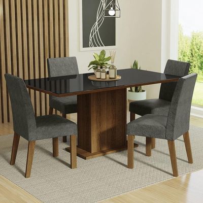Conjunto Mesa Tampo De Vidro 4 Cadeiras