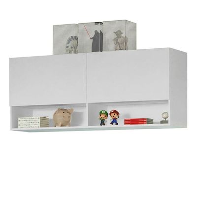 Armário Aéreo Para Quarto Com Nicho E Prateleira 120cm Branco Madesa Branco
