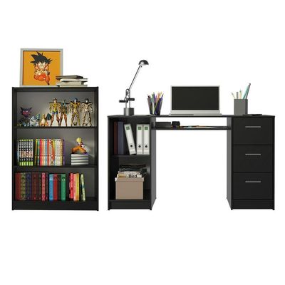 Escrivaninha Alaska e Estante Livreiro 6907 Preto