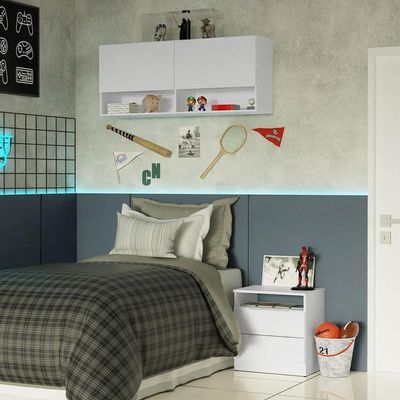Armário Aéreo Para Quarto Com Nicho E Prateleira 120cm Branco Madesa Branco