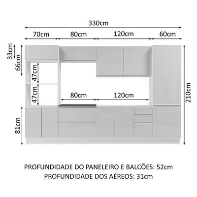 Cozinha Completa Mdf Madesa Acordes Frentes Branco Brilho