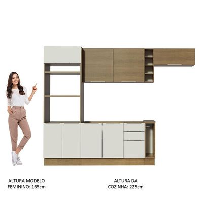Cozinha Completa Madesa Stella 290002 com Armário e Balcão