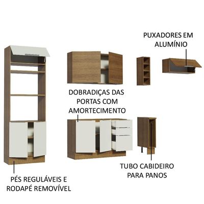 Cozinha Completa Madesa Stella 290002 com Armário e Balcão