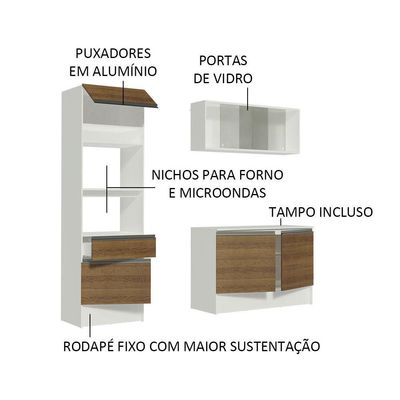 Cozinha Compacta Topazio Pop com Armário Branco Rustic