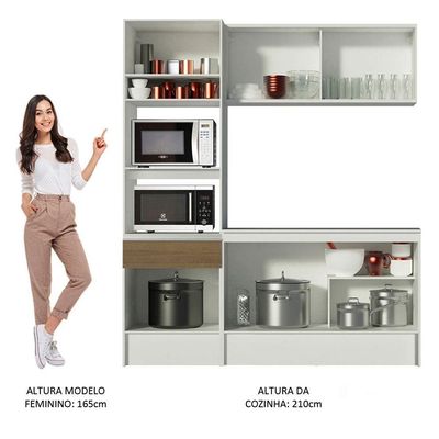 Cozinha Compacta Topazio Pop com Armário Branco Rustic