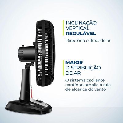 Ventilador De Mesa Mondial Turbo 8 Pás 40 Cm Repelente Líquido Vtx-40-8p-rl Vent 40cm-127v-preto/prata 110V