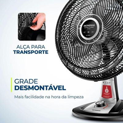 Ventilador De Mesa Mondial Turbo 8 Pás 40 Cm Repelente Líquido Vtx-40-8p-rl Vent 40cm-127v-preto/prata 110V