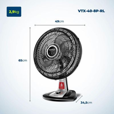 Ventilador De Mesa Mondial Turbo 8 Pás 40 Cm Repelente Líquido Vtx-40-8p-rl Vent 40cm-127v-preto/prata 110V