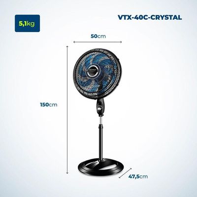 Ventilador De Coluna Super Turbo 8 Pás Mondial - Vtx-40c-crystal Vent 40cm Vtx-40c-crystal 127v/60hz .