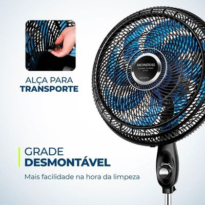 Ventilador De Coluna Super Turbo 8 Pás Mondial - Vtx-40c-crystal Vent 40cm Vtx-40c-crystal 127v/60hz .