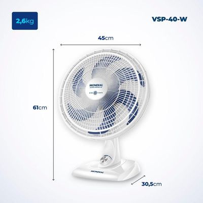 Ventilador Mesa Mondial - 06 Pás - Vsp-40-w 127V/60Hz