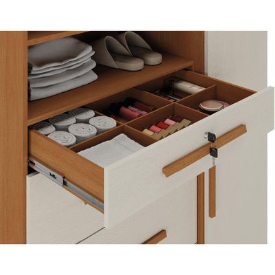 Cômoda Com Sapateira E Cabideiro Multiuso 5 Gavetas 1 Porta Imperial Zanzini Madeir/off