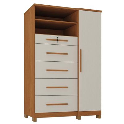 Cômoda Com Sapateira E Cabideiro Multiuso 5 Gavetas 1 Porta Imperial Zanzini Madeir/off