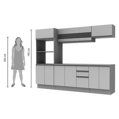 Cozinha Completa Smart 250 Cm Modulada Com Balcão E Tampo