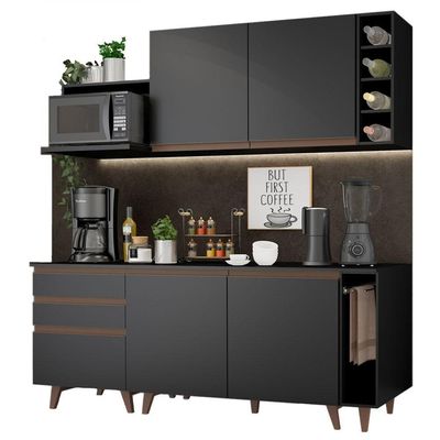 Cozinha Completa Madesa Reims com Armário e Balcão - Preto