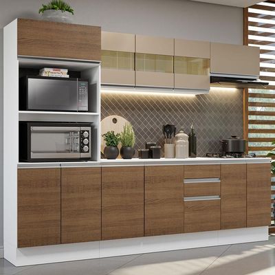 Cozinha Completa Smart 250 Cm Modulada Com Balcão E Tampo