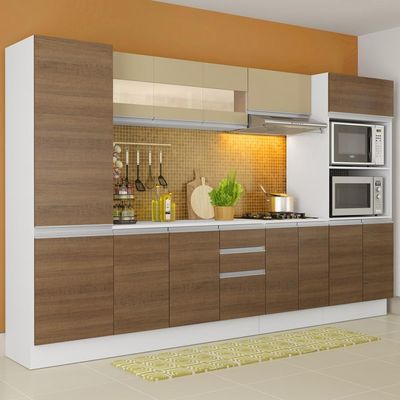 Cozinha Completa 300 Cm Modulada Com Armário, Balcão E Tampo