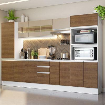 Cozinha Completa 300 Cm Modulada Com Armário, Balcão E Tampo